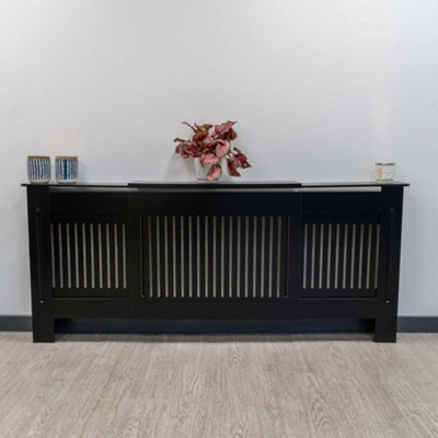 Jack Stonehouse Black Vertical Slat Mdf Radiator Cover - Adjustable - 140-204Cm (W) X 81.5Cm (H) X 19Cm (D) - image 1