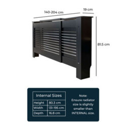 Jack Stonehouse Black Vertical Slat Mdf Radiator Cover - Adjustable - 140-204Cm (W) X 81.5Cm (H) X 19Cm (D) - thumbnail 5