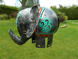 Metal Hanging Silver Elephant Animal Tea Light Candle Holder - thumbnail 2