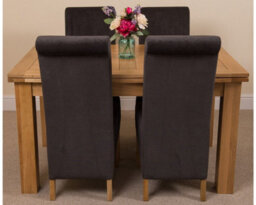 That's Furniture Richmond 140Cm - 220Cm Oak Extending Dining Table And 4 Chairs Dining Set With Montana Black Fabric Chairs - thumbnail 2