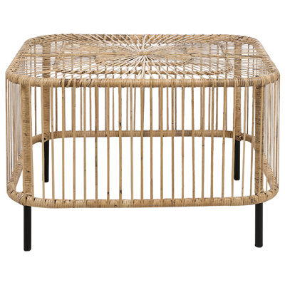 Wyld And Coco Outdoor Coffee Table 67 X 67 Cm Natural Rattan With Powder-Coated Iron Frame - Handmade Boho Style - image 1
