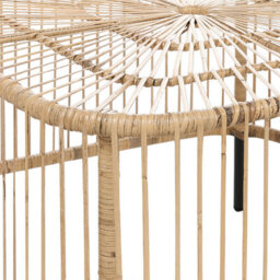 Wyld And Coco Outdoor Coffee Table 67 X 67 Cm Natural Rattan With Powder-Coated Iron Frame - Handmade Boho Style - thumbnail 5