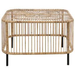 Wyld And Coco Outdoor Coffee Table 67 X 67 Cm Natural Rattan With Powder-Coated Iron Frame - Handmade Boho Style - thumbnail 1
