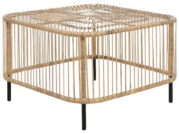 Wyld And Coco Outdoor Coffee Table 67 X 67 Cm Natural Rattan With Powder-Coated Iron Frame - Handmade Boho Style - thumbnail 3