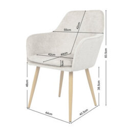 Muse - Pair Of Chairs In Woven Yarn Fabric Set Of 2 Dining Chairs Beige With Ash Effect Legs - thumbnail 8