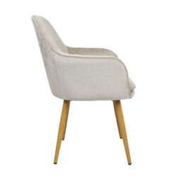 Muse - Pair Of Chairs In Woven Yarn Fabric Set Of 2 Dining Chairs Beige With Ash Effect Legs - thumbnail 6