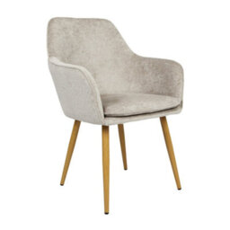 Muse - Pair Of Chairs In Woven Yarn Fabric Set Of 2 Dining Chairs Beige With Ash Effect Legs - thumbnail 7