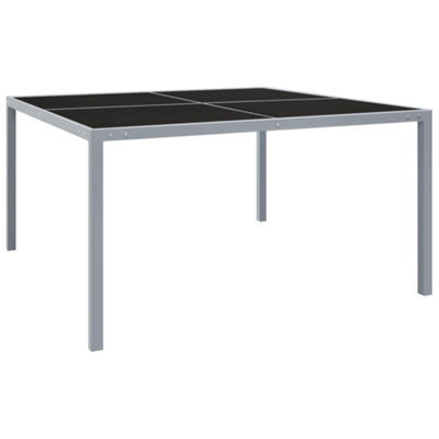Berkfield Garden Table 130X130X72 Cm Grey Steel And Glass - image 1