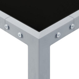 Berkfield Garden Table 130X130X72 Cm Grey Steel And Glass - thumbnail 3