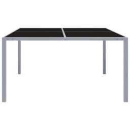 Berkfield Garden Table 130X130X72 Cm Grey Steel And Glass - thumbnail 2