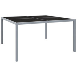 Berkfield Garden Table 130X130X72 Cm Grey Steel And Glass