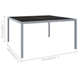 Berkfield Garden Table 130X130X72 Cm Grey Steel And Glass - thumbnail 5