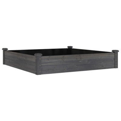Berkfield Practical Garden Raised Bed With Liner Grey 120X120X25 Cm Solid Wood Fir - image 1