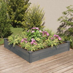 Berkfield Practical Garden Raised Bed With Liner Grey 120X120X25 Cm Solid Wood Fir - thumbnail 2