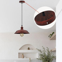 One Outlet Ceiling Rose Metal Pendant Light Cover Plate 120mm Rustic Red With Accessories For Vintage Ceiling And Wall Lamps - thumbnail 3
