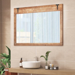 Costway Rustic Decorative Mirror 100 Cm X 70 Cm Rectangle Wooden Wall Mirror - thumbnail 4