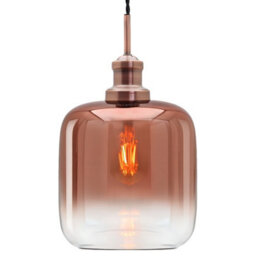 Long Life Lamps Company Modern Vintage Glass Copper Pendant Light M0201 - thumbnail 3