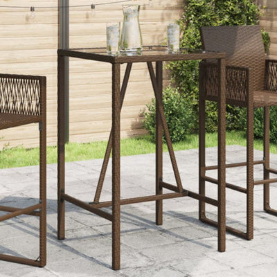 Berkfield Outdoor Bar Table Brown 70X70X110 Cm Poly Rattan - image 1