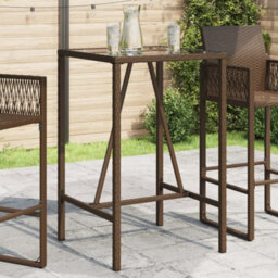 Berkfield Outdoor Bar Table Brown 70X70X110 Cm Poly Rattan