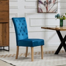 Pienza Velvet Dining Chairs - Set Of 2 - Blue - thumbnail 3