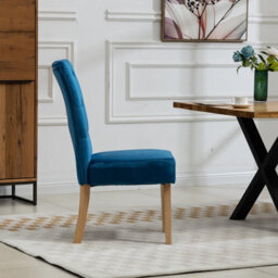 Pienza Velvet Dining Chairs - Set Of 2 - Blue - thumbnail 4