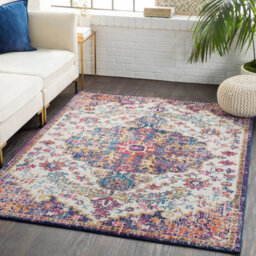 Livabliss Harput-Vintage Blue Orange Yellow Grey Traditional Boho Living Dining Bedroom Rug 120 X 170 Cm Easy Care, Non Shedding - thumbnail 2