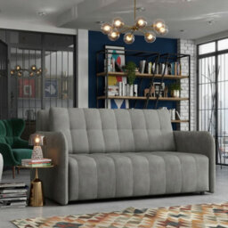 Viva Grand Iv Sofa Bed With Storage And Wooden Legs, Wavy Springs, Sleep Function Size 165X98X85 Cm Grey - thumbnail 2