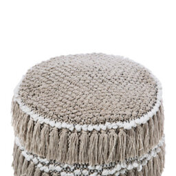 Beliani Beige Handwoven Cotton Pouffe With Tassels, Round Moroccan-Style Footstool 44Cm - thumbnail 4