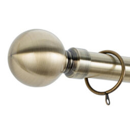 A.unique Home Plain Round Ball Metal Extendable Curtain Pole With Rings And Fittings (25/28mm) - Antique Brass, 180Cm-340Cm Approx - thumbnail 3