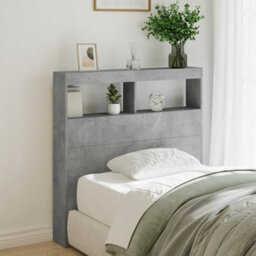 Berkfield Headboard Cabinet With Led Concrete Grey 100X17X102 Cm - thumbnail 1