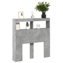 Berkfield Headboard Cabinet With Led Concrete Grey 100X17X102 Cm - thumbnail 5