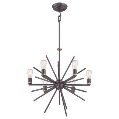 Elegant 6 Bulb Chandelier Pendant Light In Western Bronze Finish - Led E27 60W Compatible - image 1