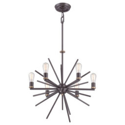 Elegant 6 Bulb Chandelier Pendant Light In Western Bronze Finish - Led E27 60W Compatible - thumbnail 1