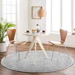 Livabliss Round Roma-Vintage Off-White Grey Charcoal Traditional Boho Living Dining Bedroom Rug 160 X 160 Cm Easy Care, Non Shedding - thumbnail 2