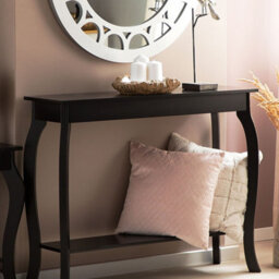 Beliani Black Console Table 100 X 30 Cm French-Inspired Queen Anne Legs - thumbnail 2