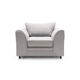 Abakus Direct Darcy Armchair In Light Grey Linen Fabric - thumbnail 1