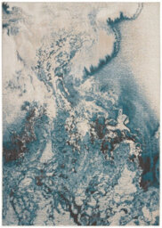 Ivory Teal Rug, Abstract Rug With 10mm Thick, Anti-Shed Modern Luxurious Rug For Bedroom, & Dining Room-66 X 229Cm (Runner) - thumbnail 1