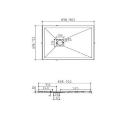 Royal Bathrooms Luxor Rectangular White Slate Effect Stone Shower Tray 900 X 700 X 30mm With Waste & White Grate - thumbnail 8