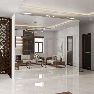 M N Furniture Ltd Wardrobe With Led Light Modern 2 Or 3 Full Length Sliding Door - Bedroom Cabinet With Drawers 150Cm,200Cm,250Cm (White,250Cm) - image 1