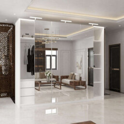 M N Furniture Ltd Wardrobe With Led Light Modern 2 Or 3 Full Length Sliding Door - Bedroom Cabinet With Drawers 150Cm,200Cm,250Cm (White,250Cm) - thumbnail 3