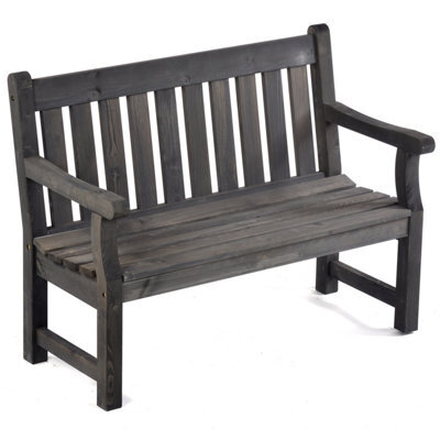 Leisurebench Darwin 2 Seat Garden Bench 120Cm Length  - Dark Grey - image 1