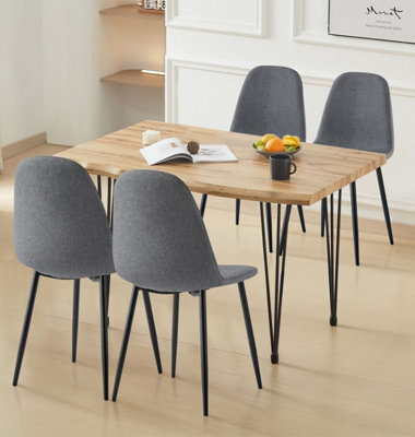 Hallowood Furniture Cullompton Large Dining Table (1.2M) With 4 Dark Grey Fabric Chairs - image 1