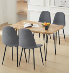 Hallowood Furniture Cullompton Large Dining Table (1.2M) With 4 Dark Grey Fabric Chairs - thumbnail 1