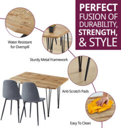 Hallowood Furniture Cullompton Large Dining Table (1.2M) With 4 Dark Grey Fabric Chairs - thumbnail 2