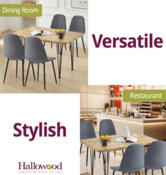Hallowood Furniture Cullompton Large Dining Table (1.2M) With 4 Dark Grey Fabric Chairs - thumbnail 6