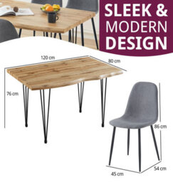 Hallowood Furniture Cullompton Large Dining Table (1.2M) With 4 Dark Grey Fabric Chairs - thumbnail 3