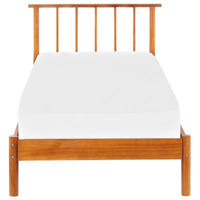 Beliani Eu Pine Wood Single Bed 3Ft With Slim Vertical Headboard And Slatted Frame - image 1