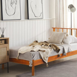 Beliani Eu Pine Wood Single Bed 3Ft With Slim Vertical Headboard And Slatted Frame - thumbnail 2