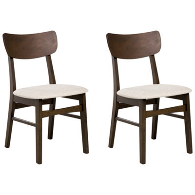 Beliani Set Of 2 Dining Chairs Anoka Wood Dark Brown/ Beige - image 1
