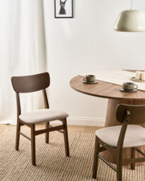 Beliani Set Of 2 Dining Chairs Anoka Wood Dark Brown/ Beige - thumbnail 2
